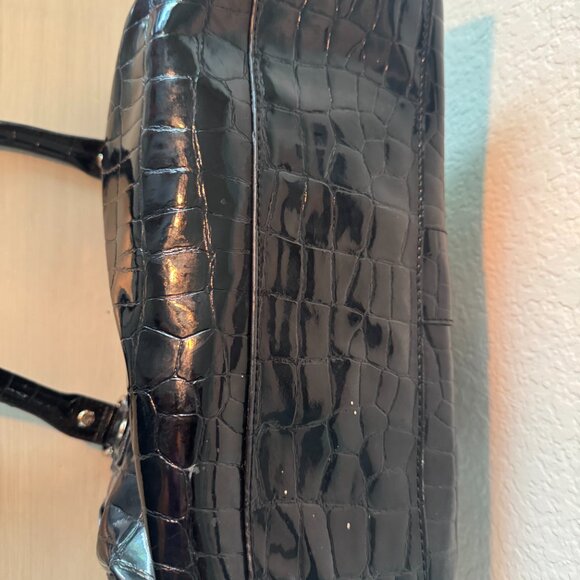 🖤 Liz Claiborne Black Crocodile-Embossed Satchel Handbag 🖤 - Picture 5 of 5